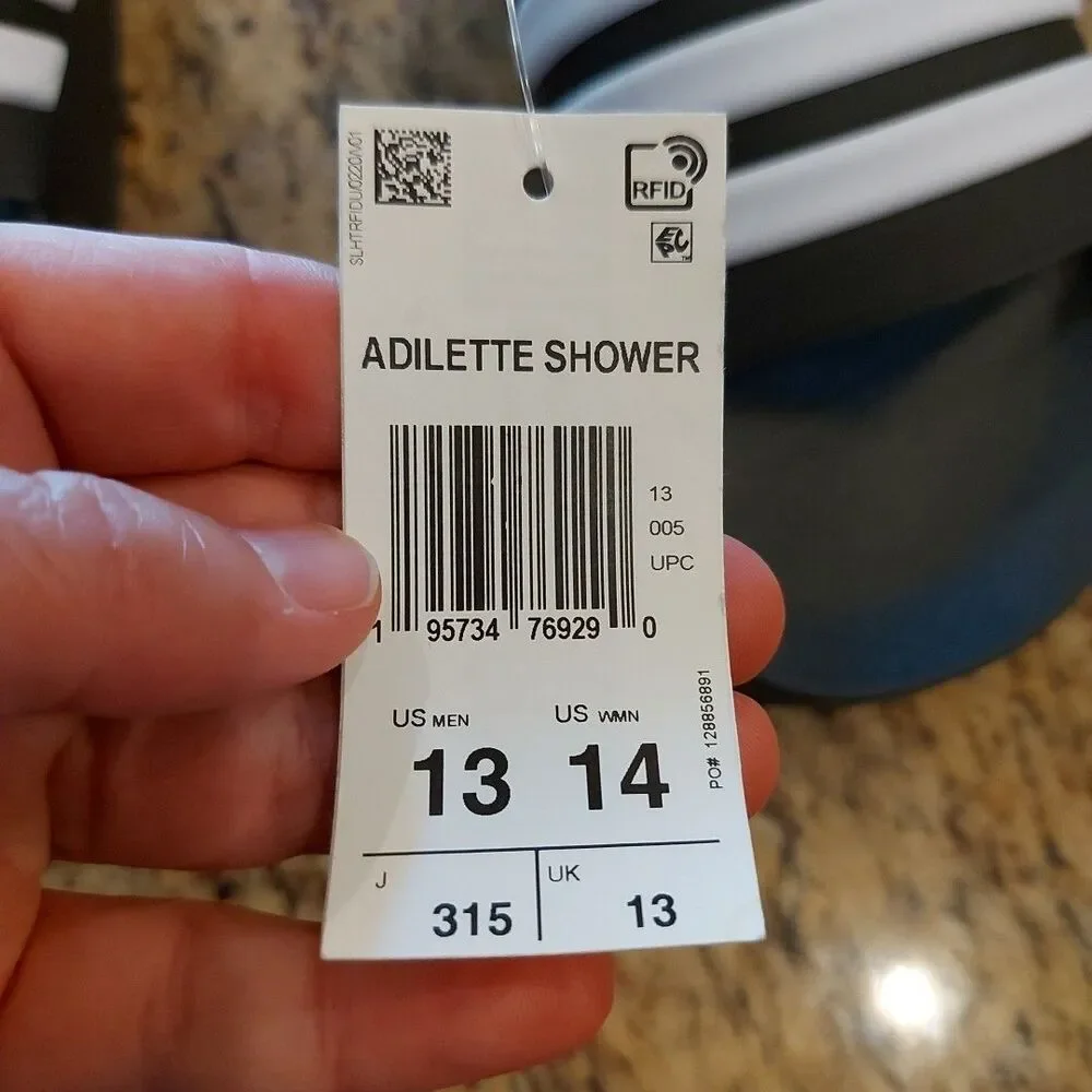 Adidas Adilette Cloudfoam Shower Slides - Core Black / Cloud White NWT Men's 13